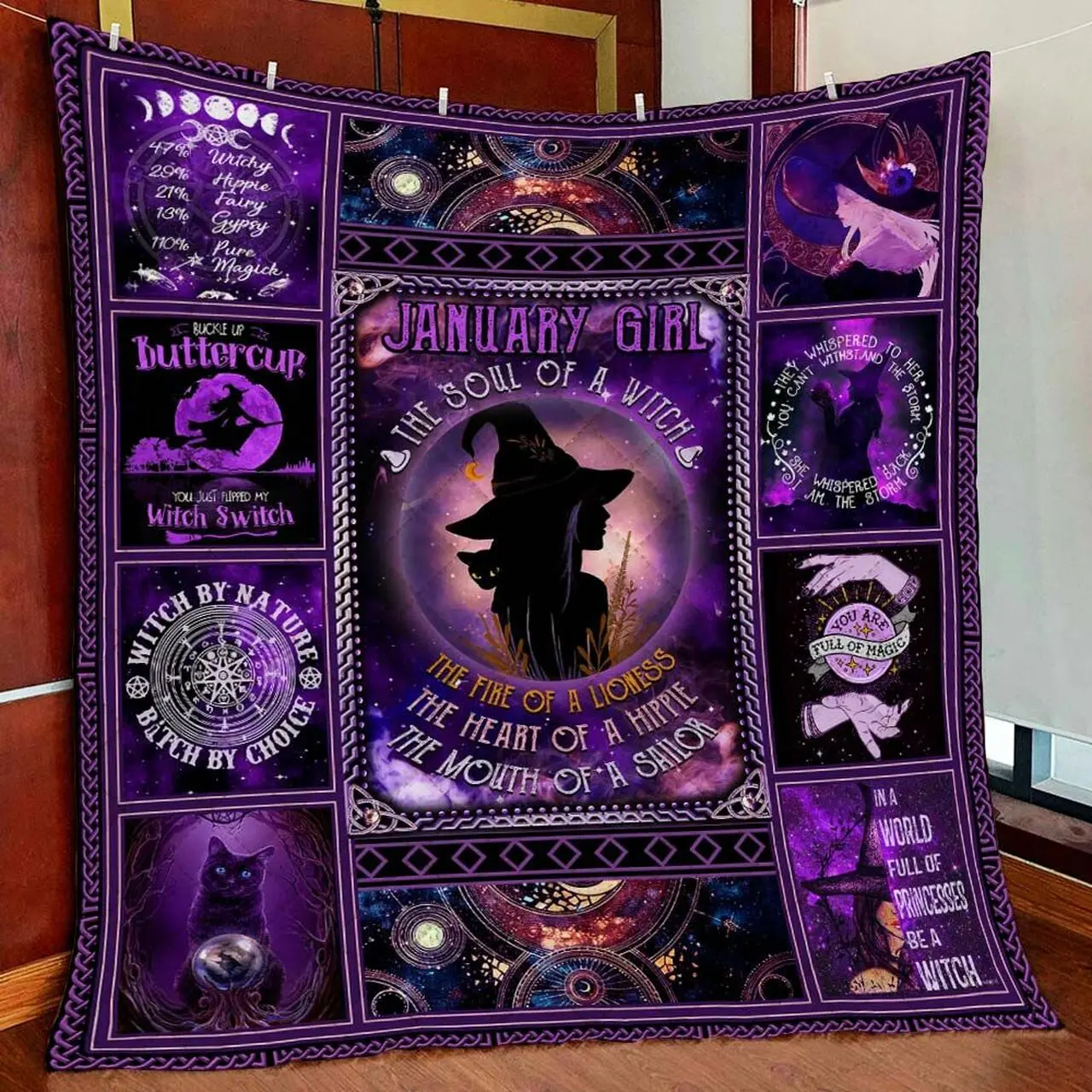 January The Soul Of A Witch Quilt Blanket and Home Decor