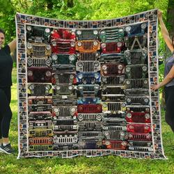 Jeep Art While Premium Quilt Blanket  Quilt and Home Decor
