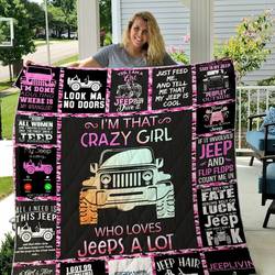 Jeep Girl Black Quilt Blanket 09 and Home Decor