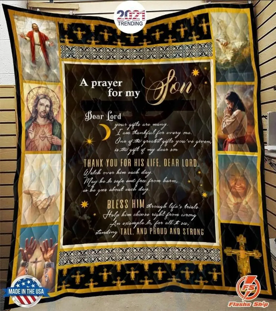 Jesus a pray of my son Premium Quilt Blanket Size Throw Twin Queen King Super King and Home Decor