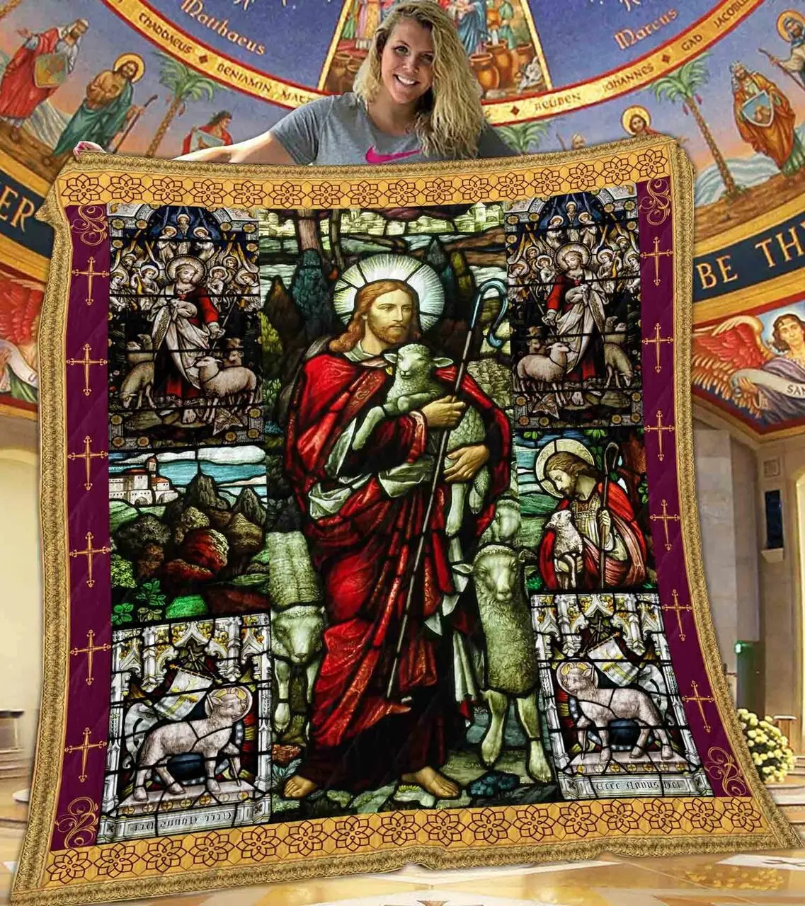 Jesus And Lambs Quilt Blanket DHC1401871VT and Home Decor