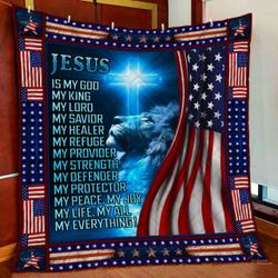 Jesus Is My God - Lion Christian Quilt Blanket and Home Decor