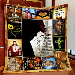 Jesus, No Greater Love Quilt Blanket and Home Decor