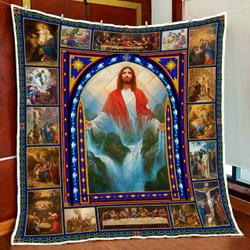 Jesus, River Of Life Christian Quilt Blanket and Home Decor