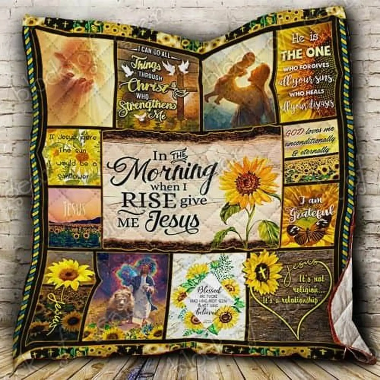 Jesus Sunflower Cl18100378Mdq Quilt Blanket and Home Decor