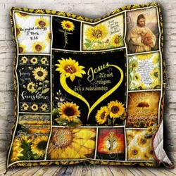 Jesus Sunflower Cl2100287Mdq Quilt Blanket and Home Decor