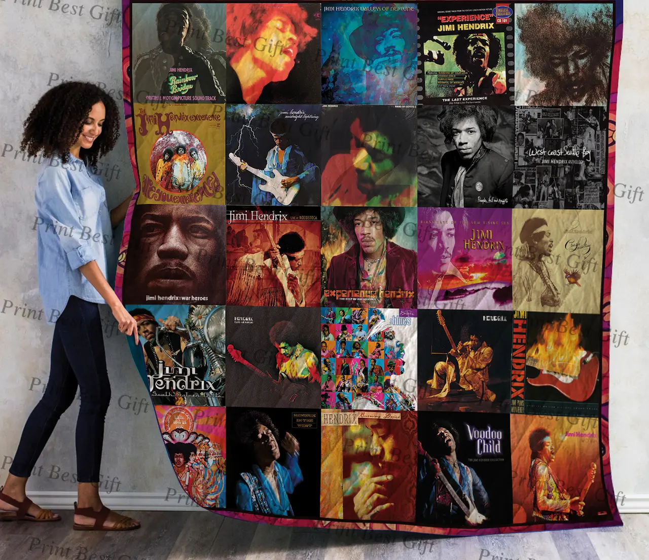 Jimi Hendrix Albums Cover Poster Quilt 4 and Home Decor