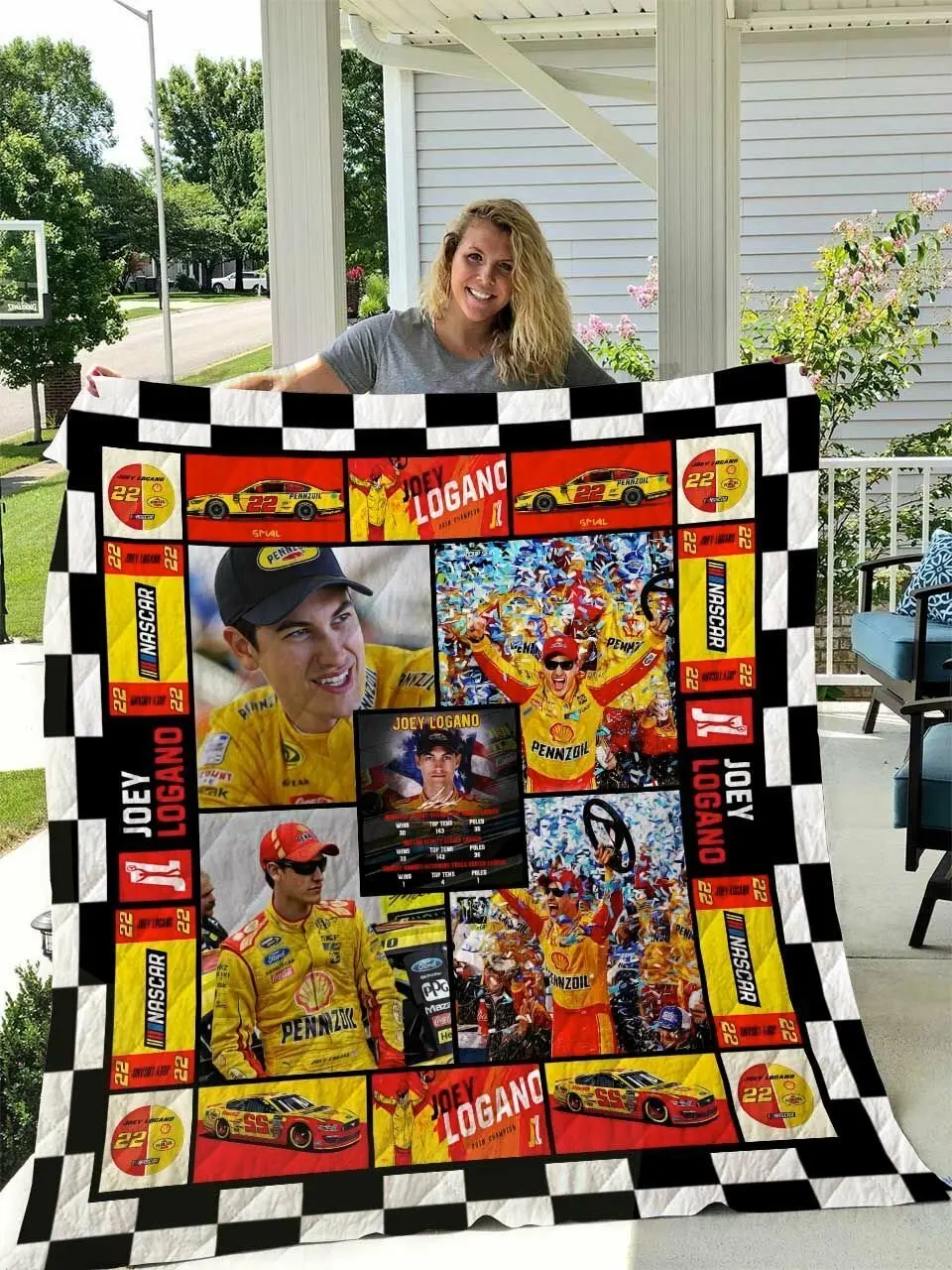 Joey Logano Quilt Blanket and Home Decor