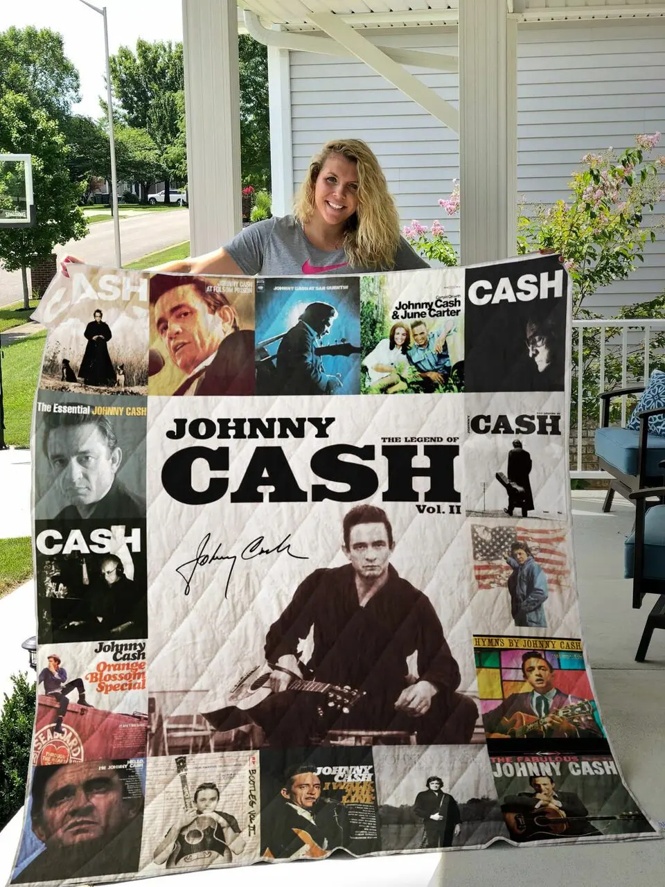 Johnny Cash Quilt Blanket For Fans Ver 17-2 and Home Decor