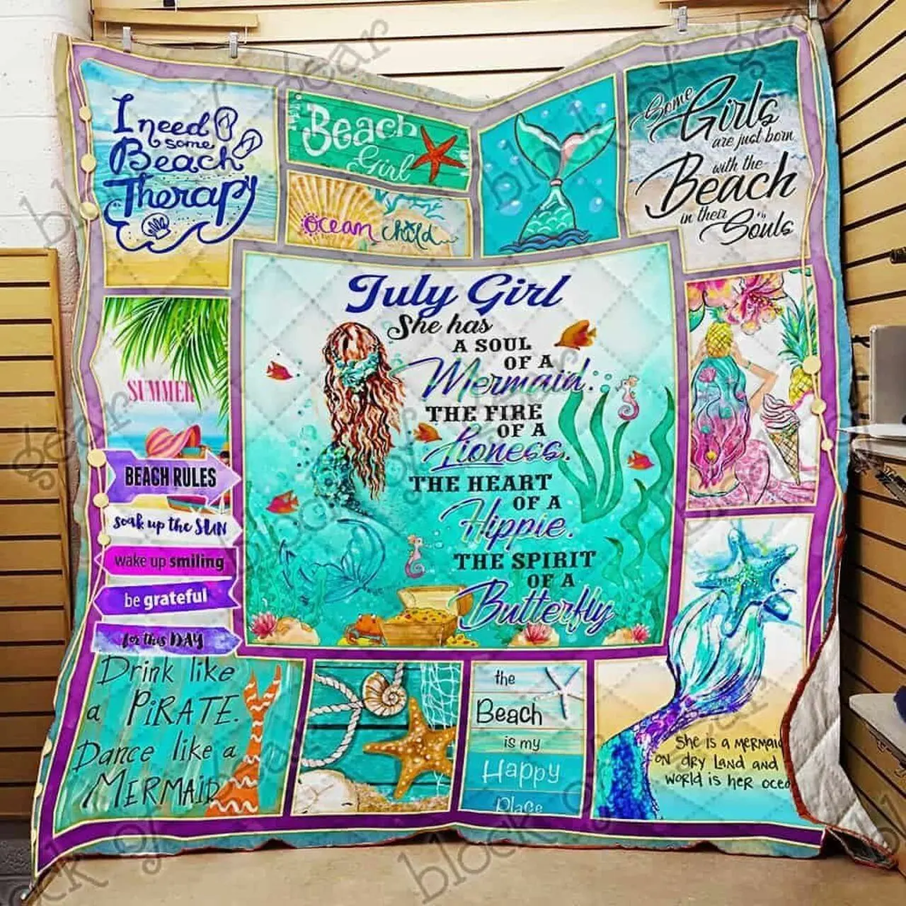 July Girl A Soul Of A Mermaid Cl18100386Mdq Quilt Blanket and Home Decor