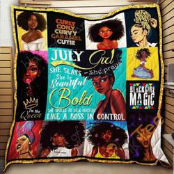 July Girl  Black Queen Blanket KC13071 Quilt and Home Decor