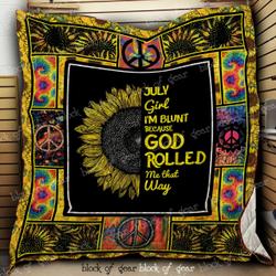 July Girl Sunflower And Hippie Quilt Blanket and Home Decor