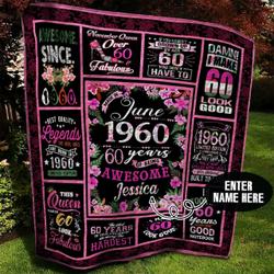 June 1960 Personalized Quilt Blanket Bbb010626Mh and Home Decor