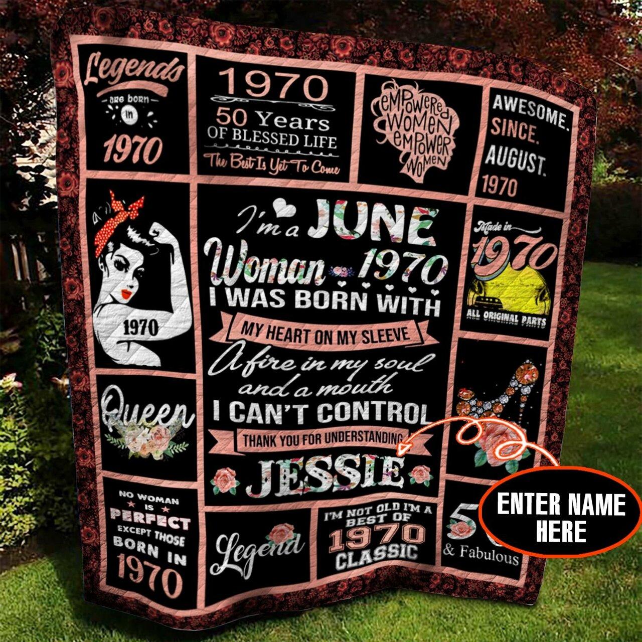 June 1970 Personalized Quilt Blanket Bbb010609Nb and Home Decor