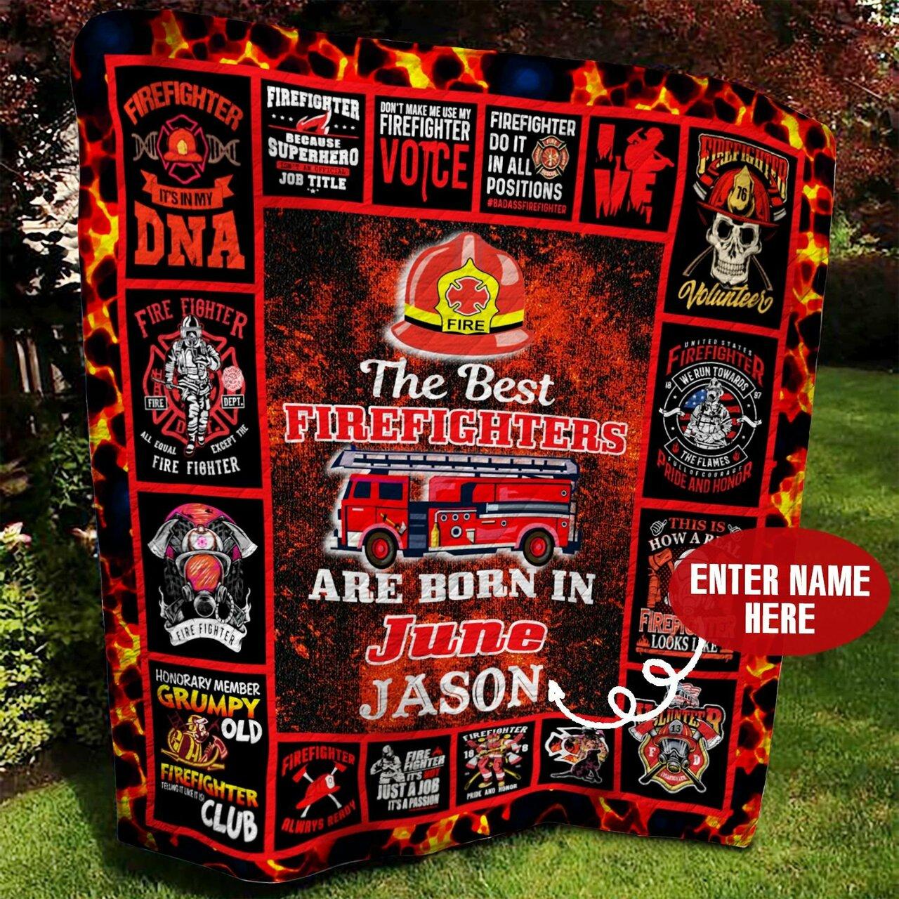 June Firefighter Personalized Quilt Blanket Bbb300538Sm and Home Decor