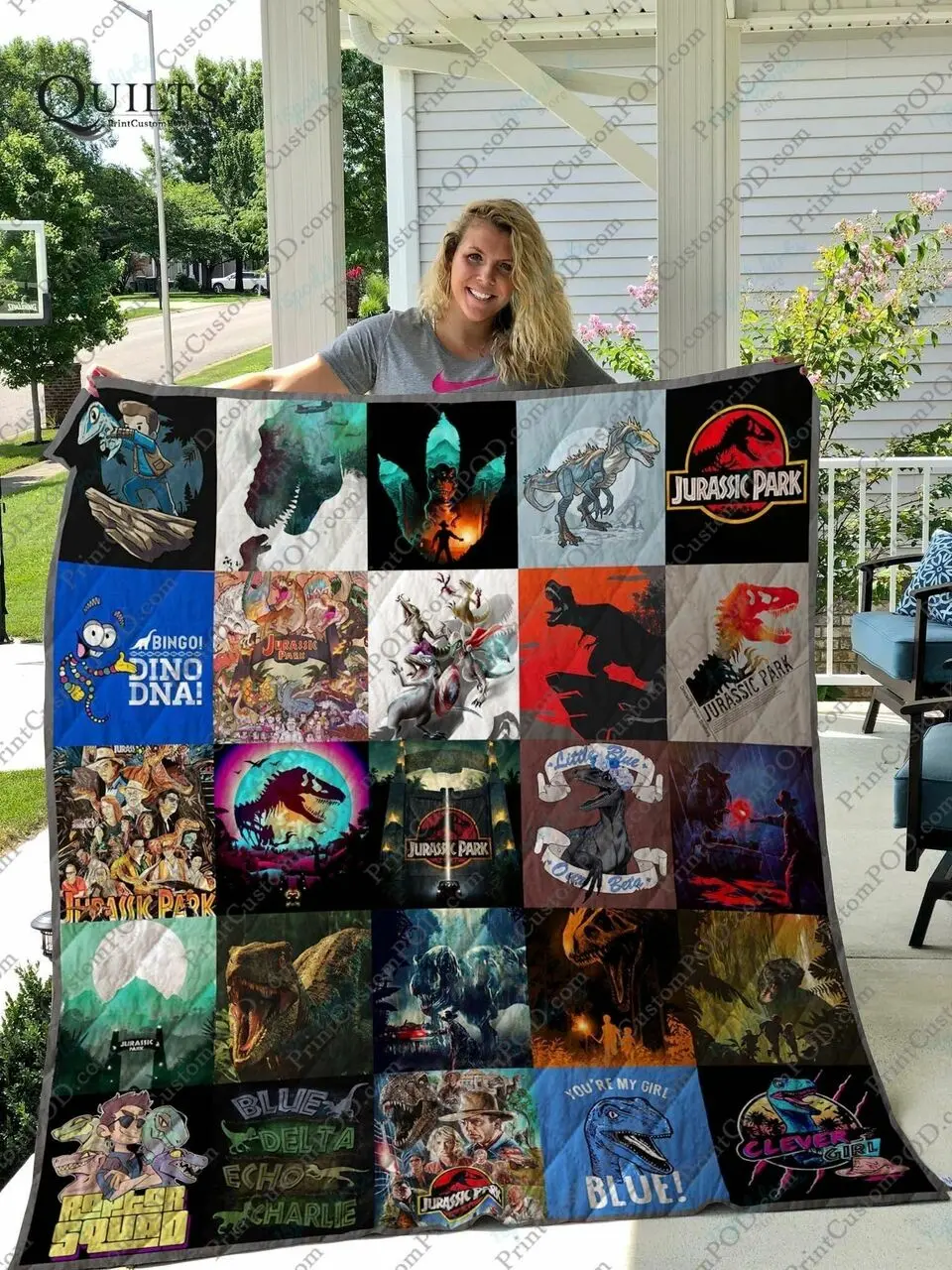 Jurassic Park T Shirt Quilt Blanket and Home Decor