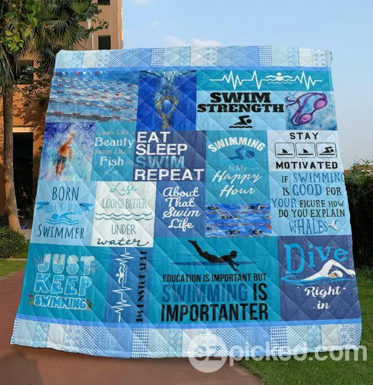 Just Keep Swimming Quilt Blanket Aa22 Quilt and Home Decor