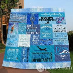 Just Keep Swimming Quilt Blanket Aa22  Quilt and Home Decor