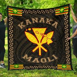 Kanaka Maoli Flag Polynesian Premium Quilt Gold  Love Style  Ah  J1  Quilt and Home Decor