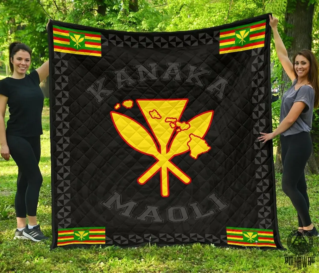 Kanaka Maoli Flag Polynesian Premium Quilt Gray Love Style Ah J1 Quilt and Home Decor