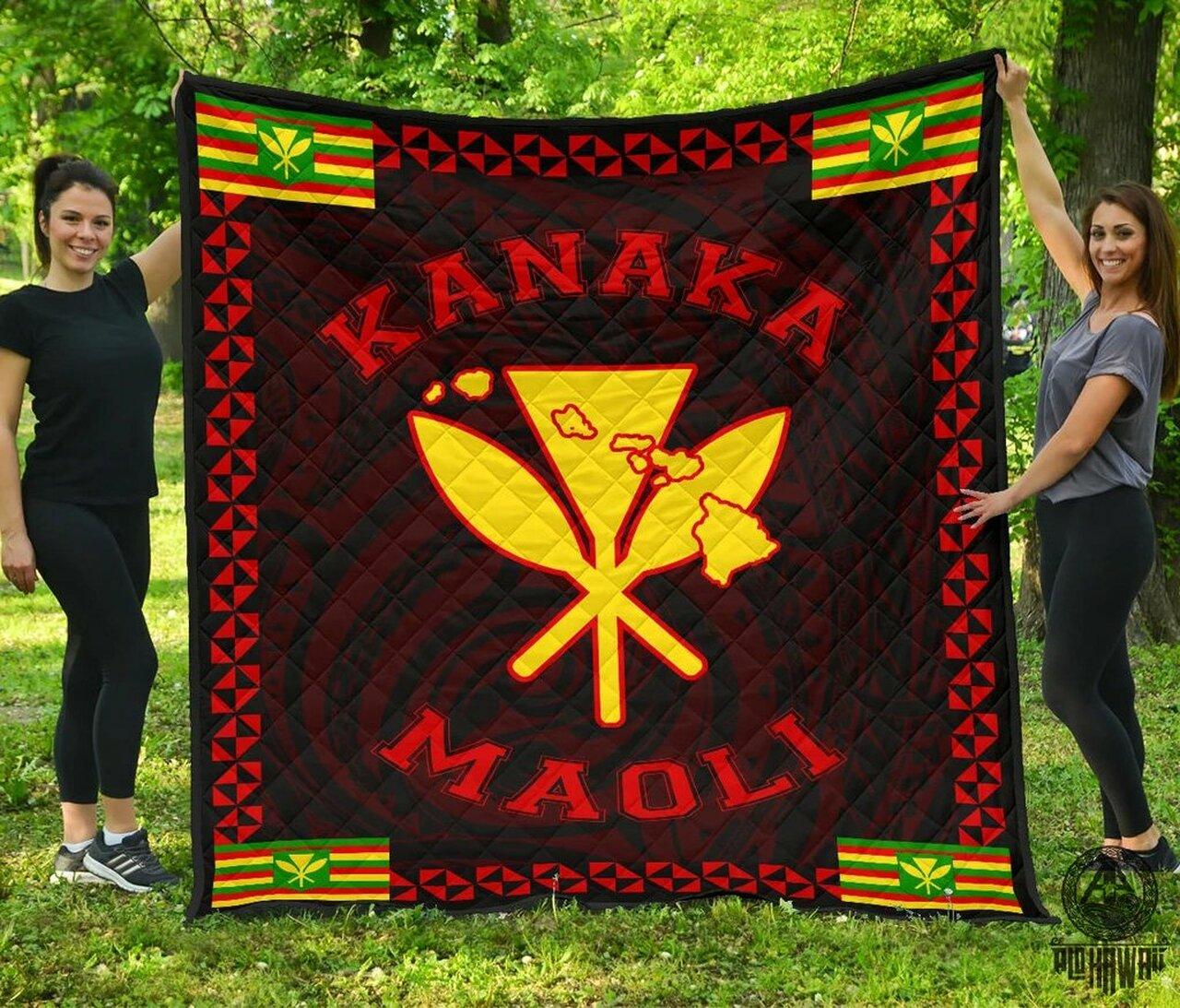 Kanaka Maoli Flag Polynesian Premium Quilt Red Love Style Ah J1 Quilt and Home Decor