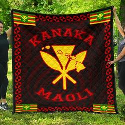 Kanaka Maoli Flag Polynesian Premium Quilt Red  Love Style  Ah  J1  Quilt and Home Decor
