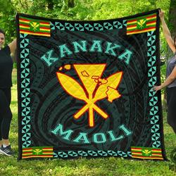 Kanaka Maoli Flag Polynesian Premium Quilt Turquoise  Love Style  Ah  J1  Quilt and Home Decor