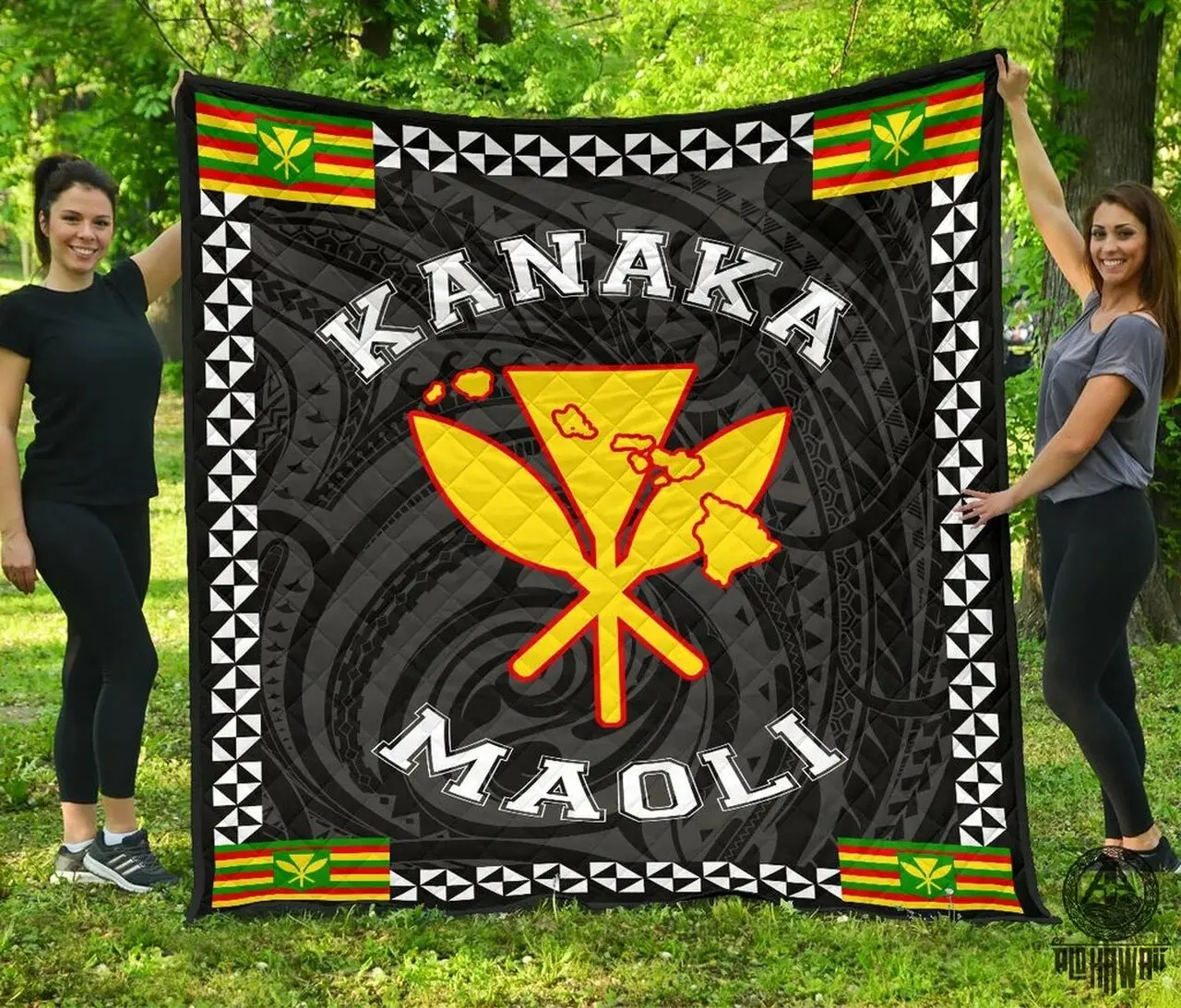 Kanaka Maoli Flag Polynesian Premium Quilt White Love Style Ah J1 Quilt and Home Decor