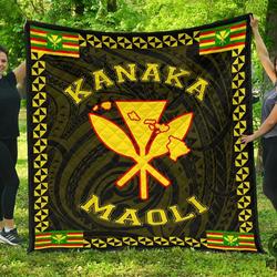 Kanaka Maoli Flag Polynesian Premium Quilt Yellow  Love Style  Ah  J1  Quilt and Home Decor