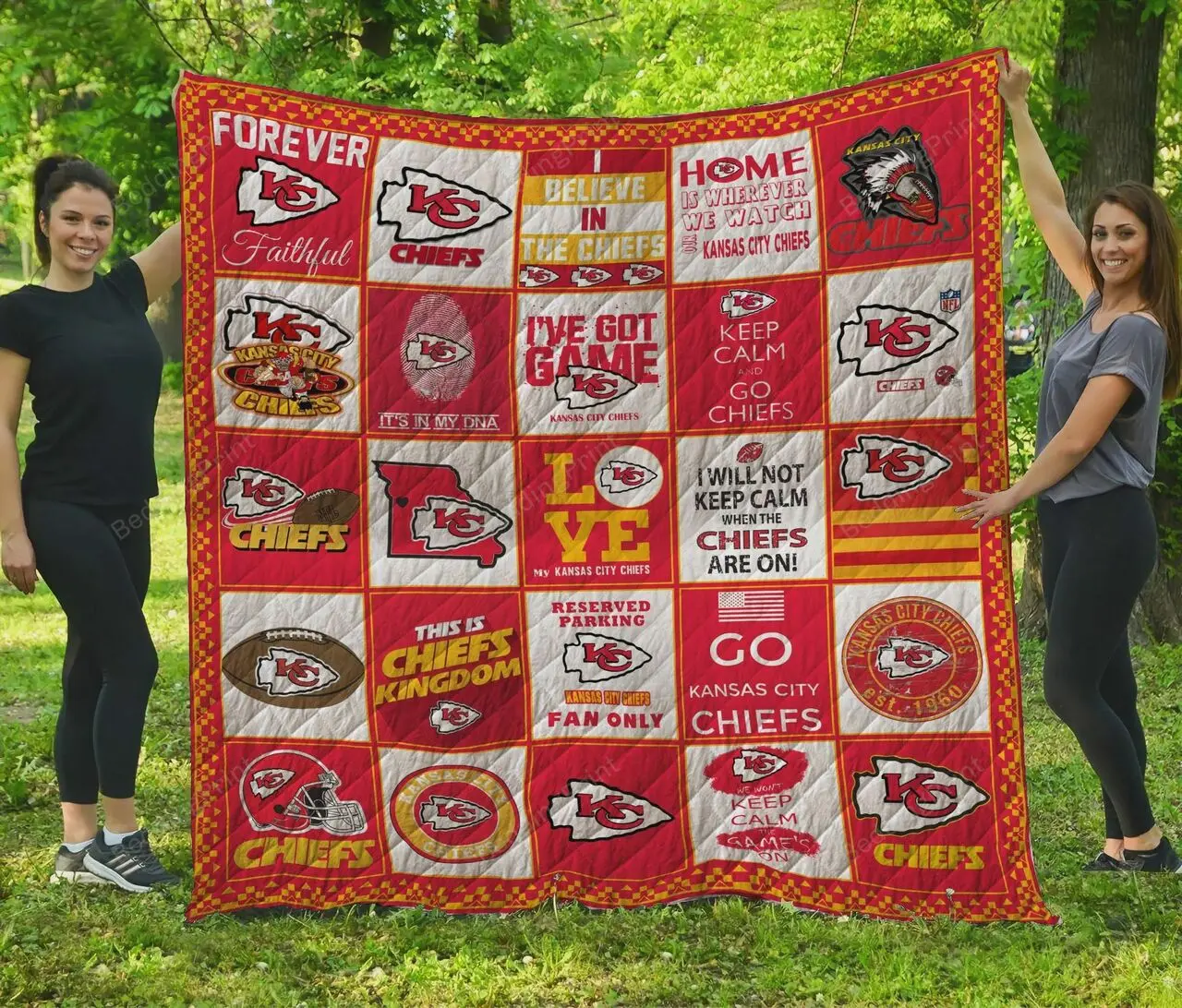 Kansas City Chiefs Quilt Blanket 12 Nfl Football Family Fan Gift Idea For Fans For Him For Her and Home Decor