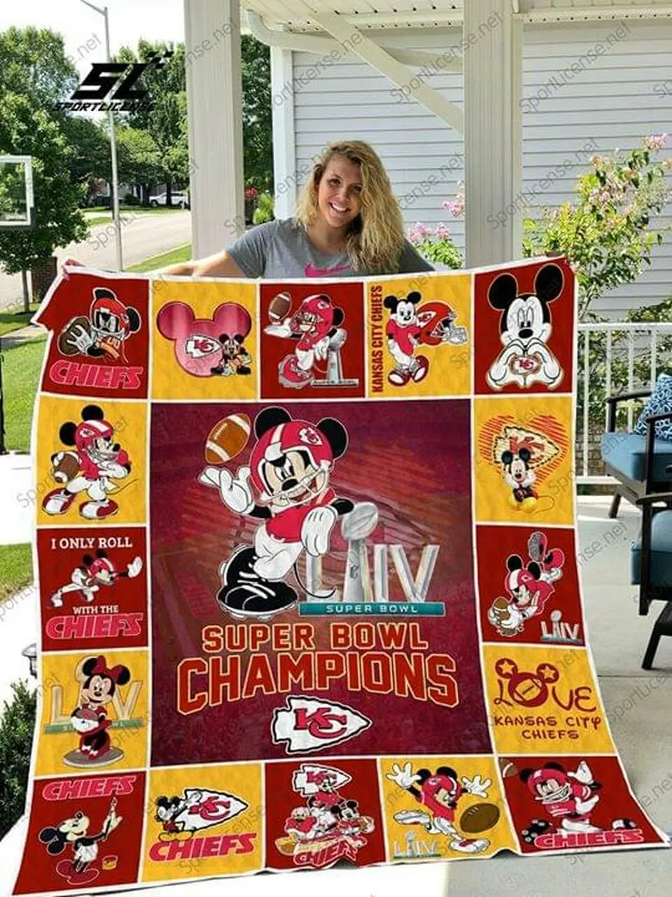 Kansas City Chiefs Super Bowls Liv Champions 2020 Quilt Chiefs Mickey Quilt and Home Decor