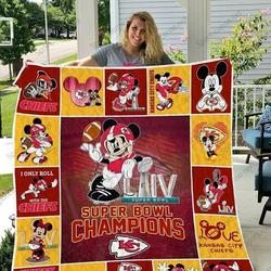 Kansas City Chiefs Super Bowls Liv Champions 2020 Quilt Chiefs Mickey Quilt and Home Decor