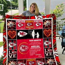 Kansas City Chiefs  To My Daughter  Love Mom Quilt Blanket      and Home Decor