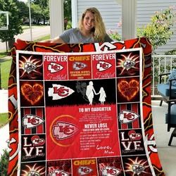 Kansas City Chiefs To My Daughter Love Mom Quilt Blanket and Home Decor