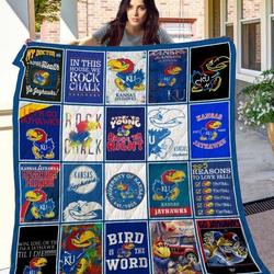 Kansas Jayhawks Quilt Blanket Fan Made and Home Decor