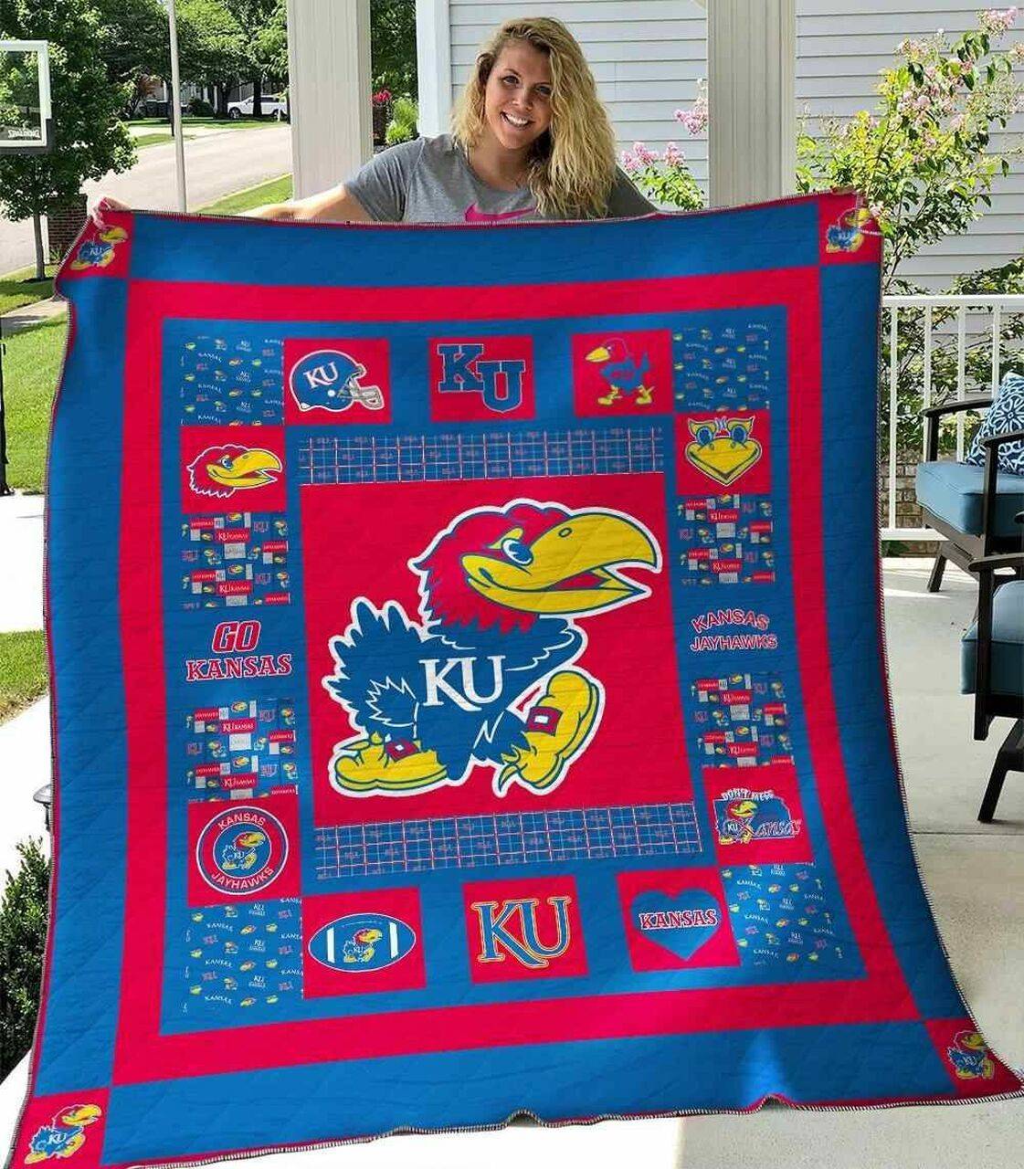 Kansas Jayhawks Ver1 Blanket Th1507 Quilt and Home Decor
