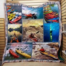 Kayaking Quilt Blanket and Home Decor