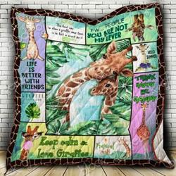Keep Calm And Love Giraffes Cl2100291Mdq Quilt Blanket and Home Decor