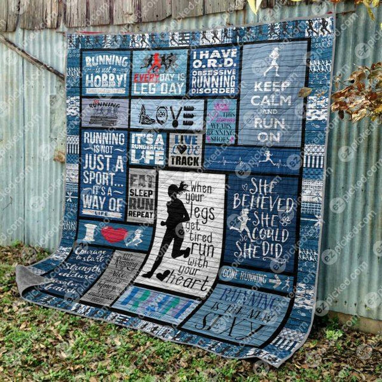 Keep Calm And Run On Quilt Blanket No96 Quilt and Home Decor