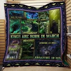 Kings Are Born In March Wolf Quilt and Home Decor