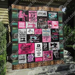 Know Sewing Know Happy Quilt Blanket Py68  Quilt and Home Decor