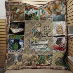 L Cat And Book V1 Quilt Blanket Dhc09121889Dd and Home Decor