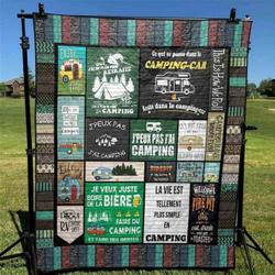 La Vie Est Plus Simple En Camping Couverture Pk270536 Quilt Blanket and Home Decor