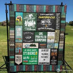 La Vie Est Plus Simple En Camping Couverture Quilt Blanket Ht10  Quilt and Home Decor
