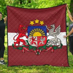 Latvia Flag Premium Quilt A6  Quilt and Home Decor