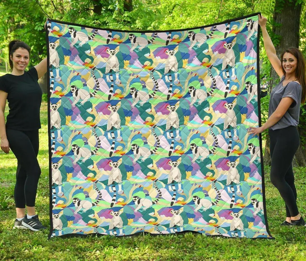 Lemur Colorful Cl12100399Mdq Quilt Blanket and Home Decor