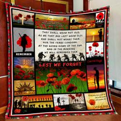 Lest We Forget, Soldiers And Poppies Quilt Blanket and Home Decor