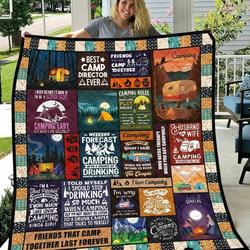 Lets Go Camping With My Friend Hippie Style Quilt Blanket Great Customized Blanket Gifts For Birthday Christmas Thanksgiving and Home Decor