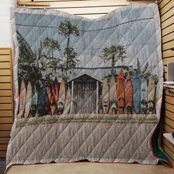 Lets Surf Vi  Maui  Hawaii Throw Quilt Blanket and Home Decor