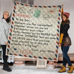 Letter To My Son Whenever You Feel Overwhelmed Quilt  Teasearch3D 161020 and Home Decor